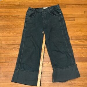 Free people, color washed, large cuffed jeans